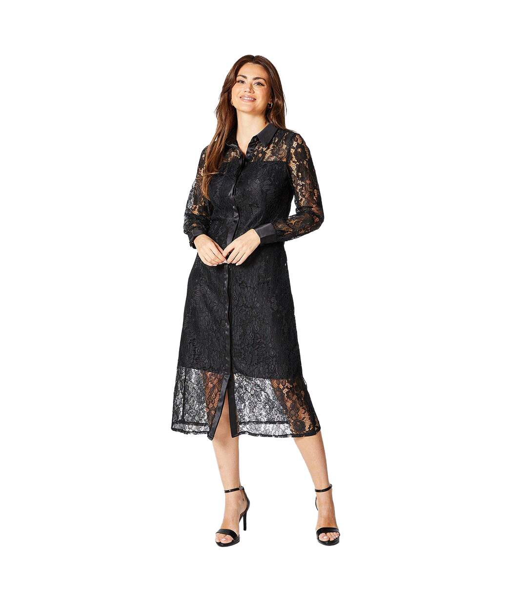 Womens/ladies lace shirt dress black Principles-1