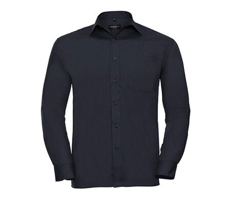 Chemise poplin manches longues repassage facile - Homme - RU934M - bleu marine