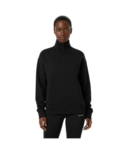 Womens/ladies Quarter Zip Sweatshirt Black USA Pro