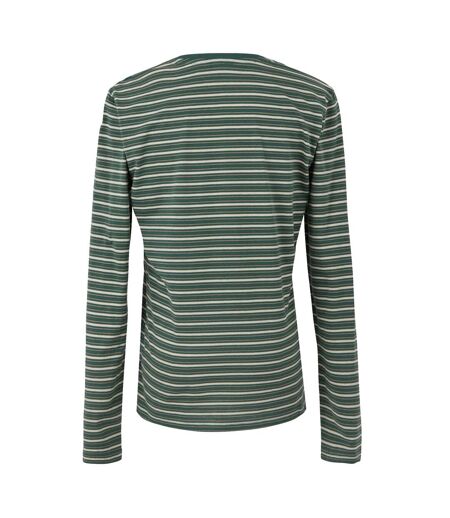 T-shirt Manches Longues Motif/style À Rayures Federica Femme Vert Sombre Vanille Clair Regatta
