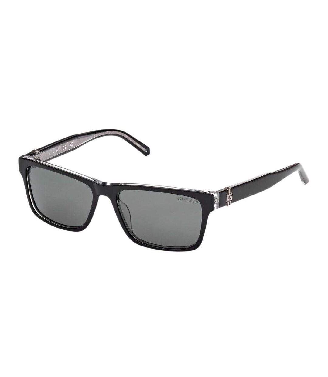 Lunettes De Soleil Polarisantes Rectangulaires Pour Hommes Taille Unique Noir Brillant Guess-1