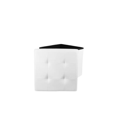 Pouf Coffre Pliable Capitonné Cesaro 37cm Blanc