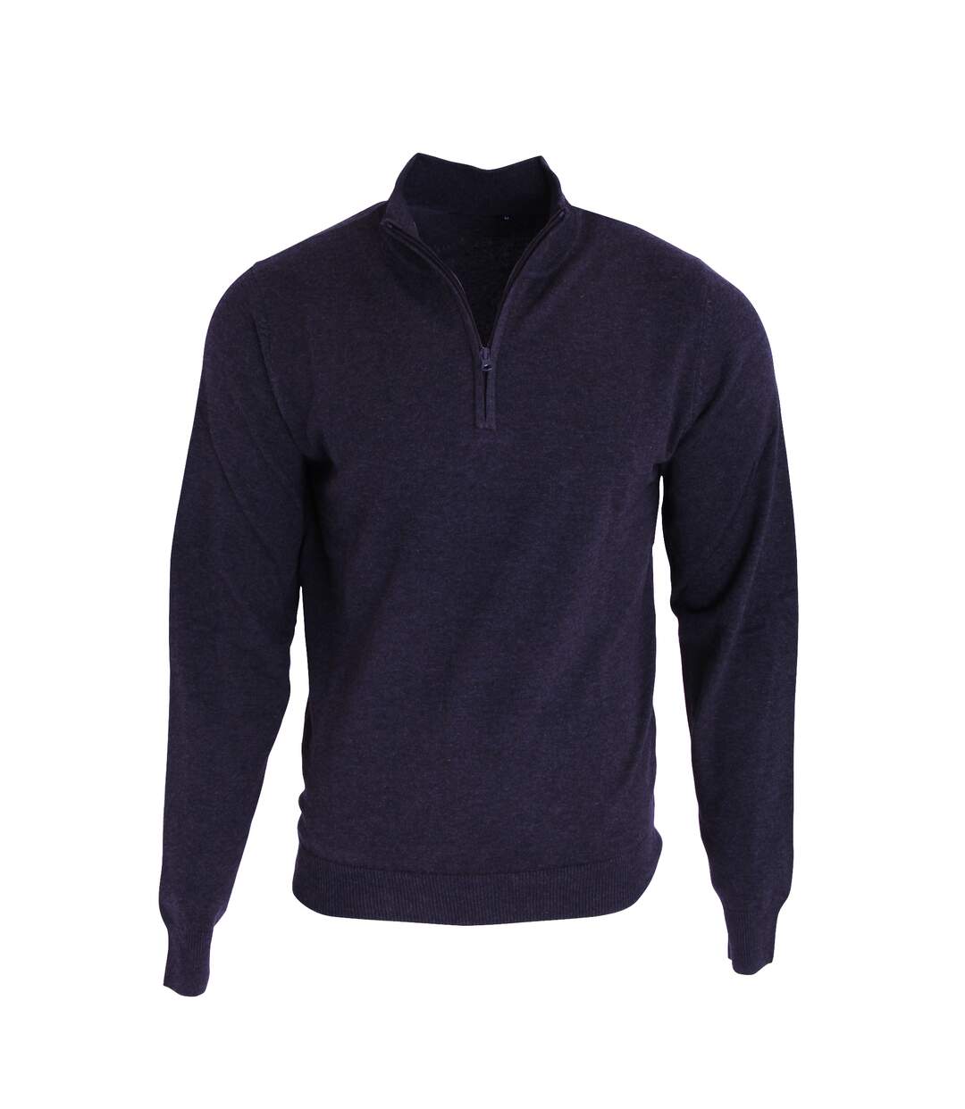 Pull tricoté à col zippé homme bleu marine Premier