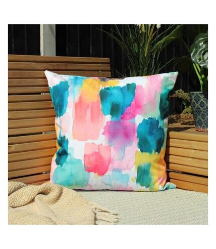 Watercolour outdoor cushion cover one size ochre yellow Evans Lichfield