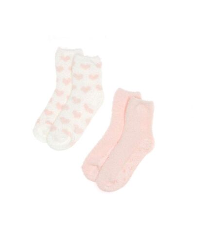 X2 Paires de Chaussettes Antidérapantes Écru/Rose Femme Casa Socks NTL - 36/41