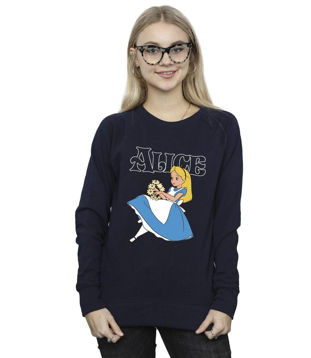 Disney - Sweat ALICE IN WONDERLAND FLOWERS - Femme (Bleu marine) - UTBI5652-2
