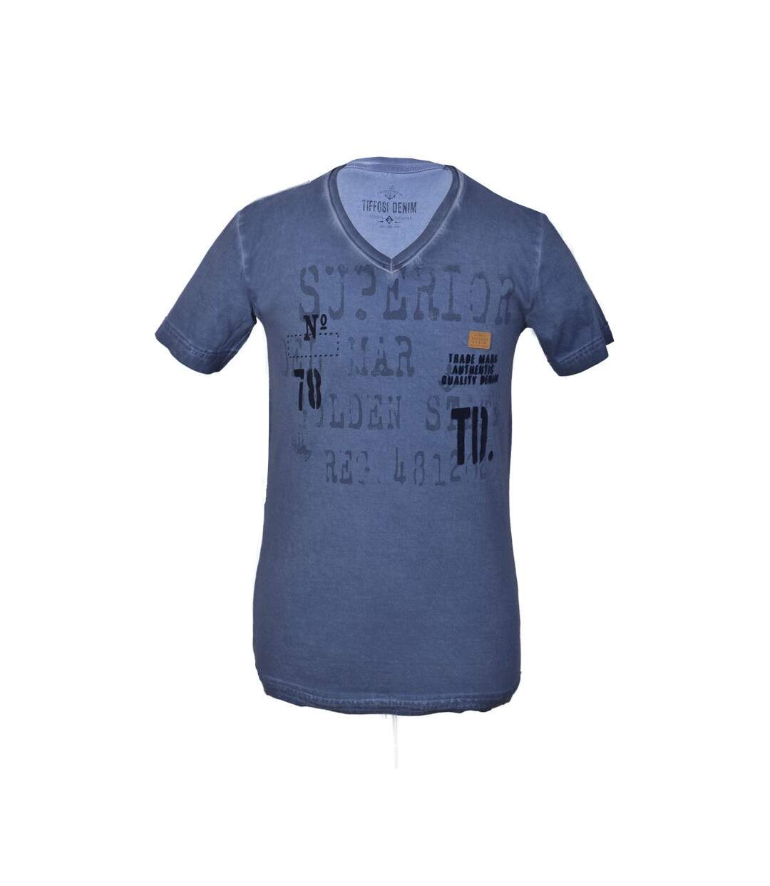 Tee shirt manches courtes homme - Couleur bleu-1