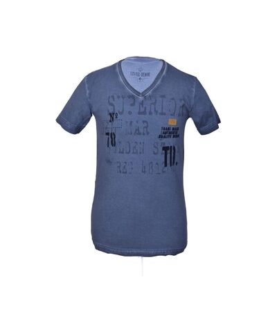 Tee shirt manches courtes homme - Couleur bleu