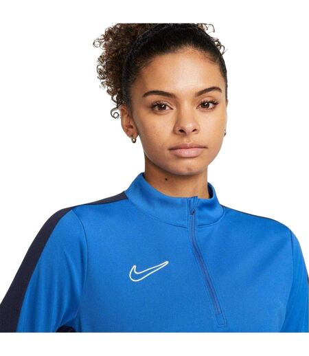 Womens/ladies Performance Zip Neck Training Sweatshirt Blue White Nike
