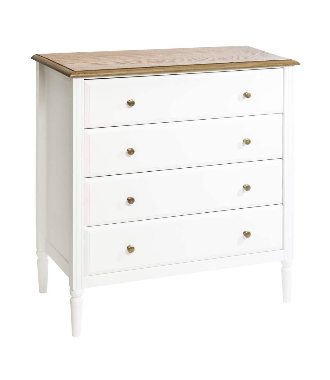 Commode effet bois Solen - L. 80 x H. 85 cm - Blanc-1