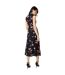 Womens/ladies Floral Button Through Midi Dress Black Dorothy Perkins-2