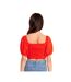 Womens/ladies Balloon Sleeve Crop Top Red Be You-3