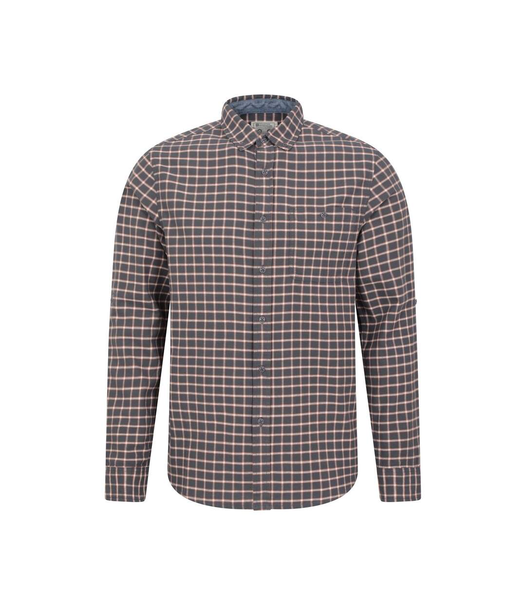 Mens Driftwood Checked Organic Shirt Dark Grey Mountain Warehouse-1