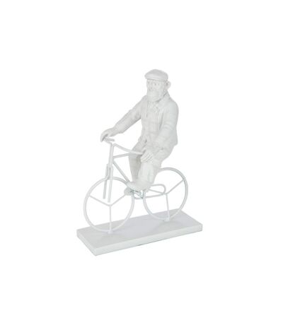 Paris Prix - Statuette Déco singe Vélo 25cm Blanc