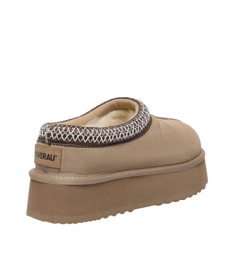 Womens/ladies Wonga Leather Slippers Sand EverAu