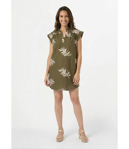 Robe housse courte, broderies feuilles