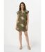 Robe housse courte, broderies feuilles-1