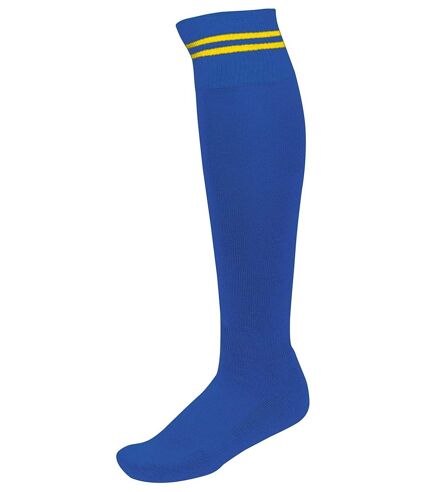chaussettes sport - PA015 - bleu roi rayure jaune