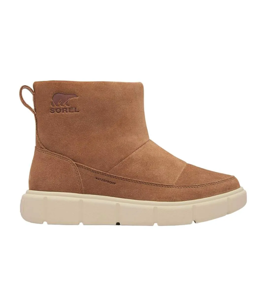 Womens/ladies Explorer Suede Ankle Boots Tan Chalk Sorel-1