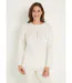 Pull doux maille poilue col rond perlé ajouré-1