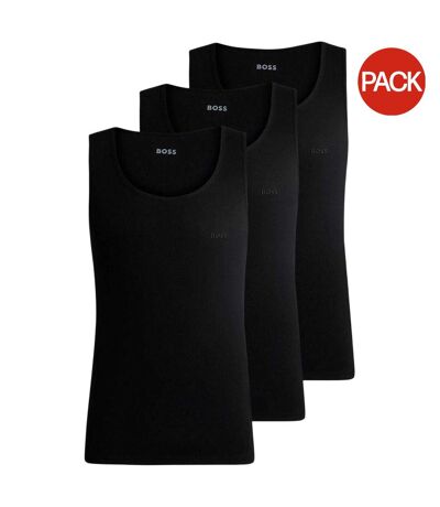 Pack Of 3  Mens Scoop Neck Regular Tank Top  Black Boss