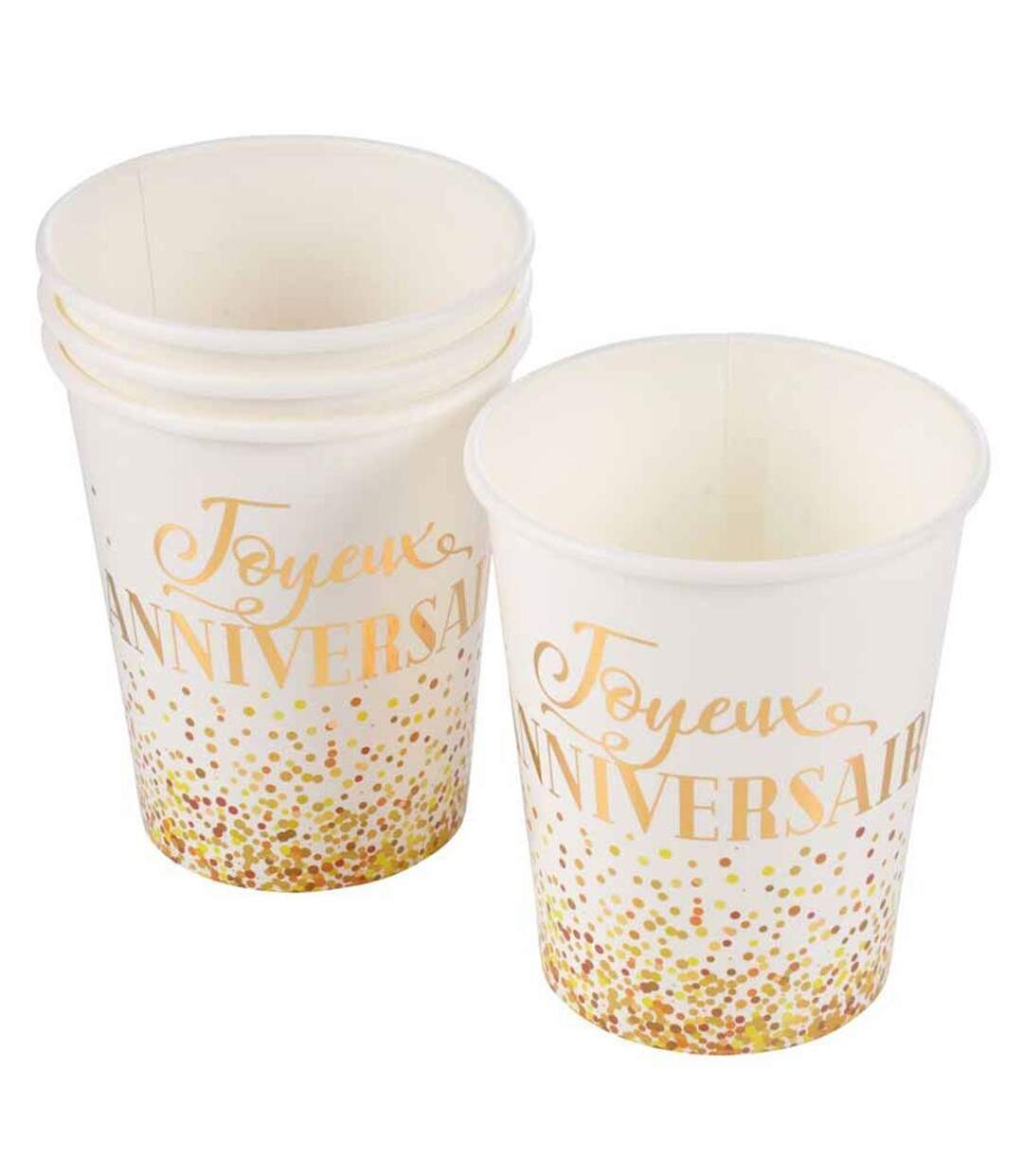 Lot de 6 Gobelets en Papier Anniversaire Gold 25cl Blanc-1