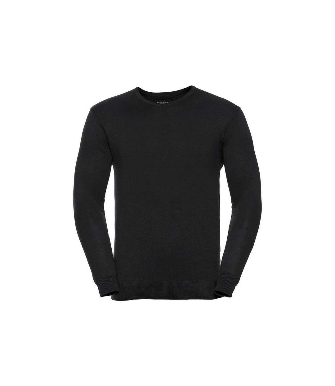 Mens cotton acrylic v neck sweatshirt black Russell Collection