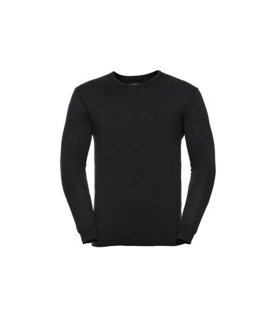 Russell Collection Mens Cotton Acrylic V Neck Sweatshirt (Black)