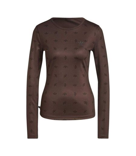Womens/ladies Trefoil All-over Print Base Layer Top Brown Adidas