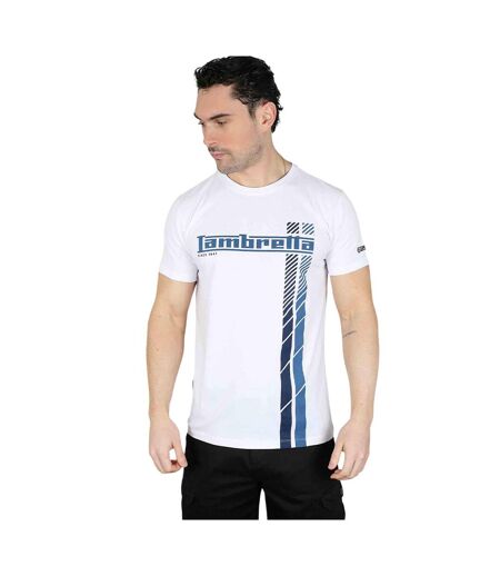 T-shirt Motif/style Rayure De Course Homme Blanc Bleu Marine Bleu Foncé Lambretta