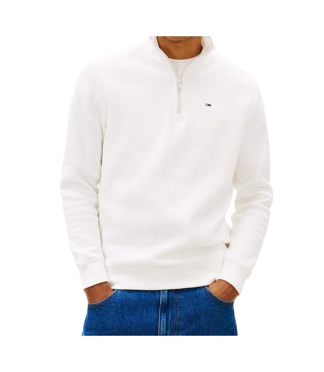Sweat blanc homme tommy hilfiger fleece-1