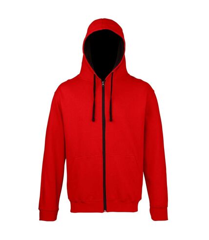 Veste zippée à capuche unisexe - JH053 - rouge et noir