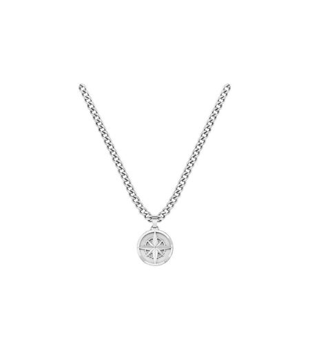 Mens Stainless Steel Compass Necklace One Size Silver Boss