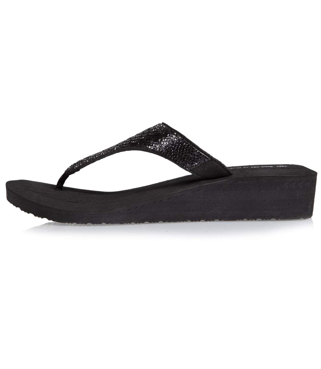 Isotoner Tongs femme à talon 4 cm, tiges larges et perlées-3
