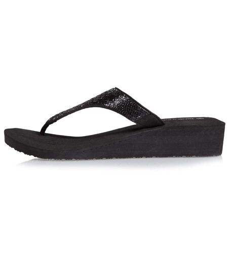 Isotoner Tongs femme à talon 4 cm, tiges larges et perlées