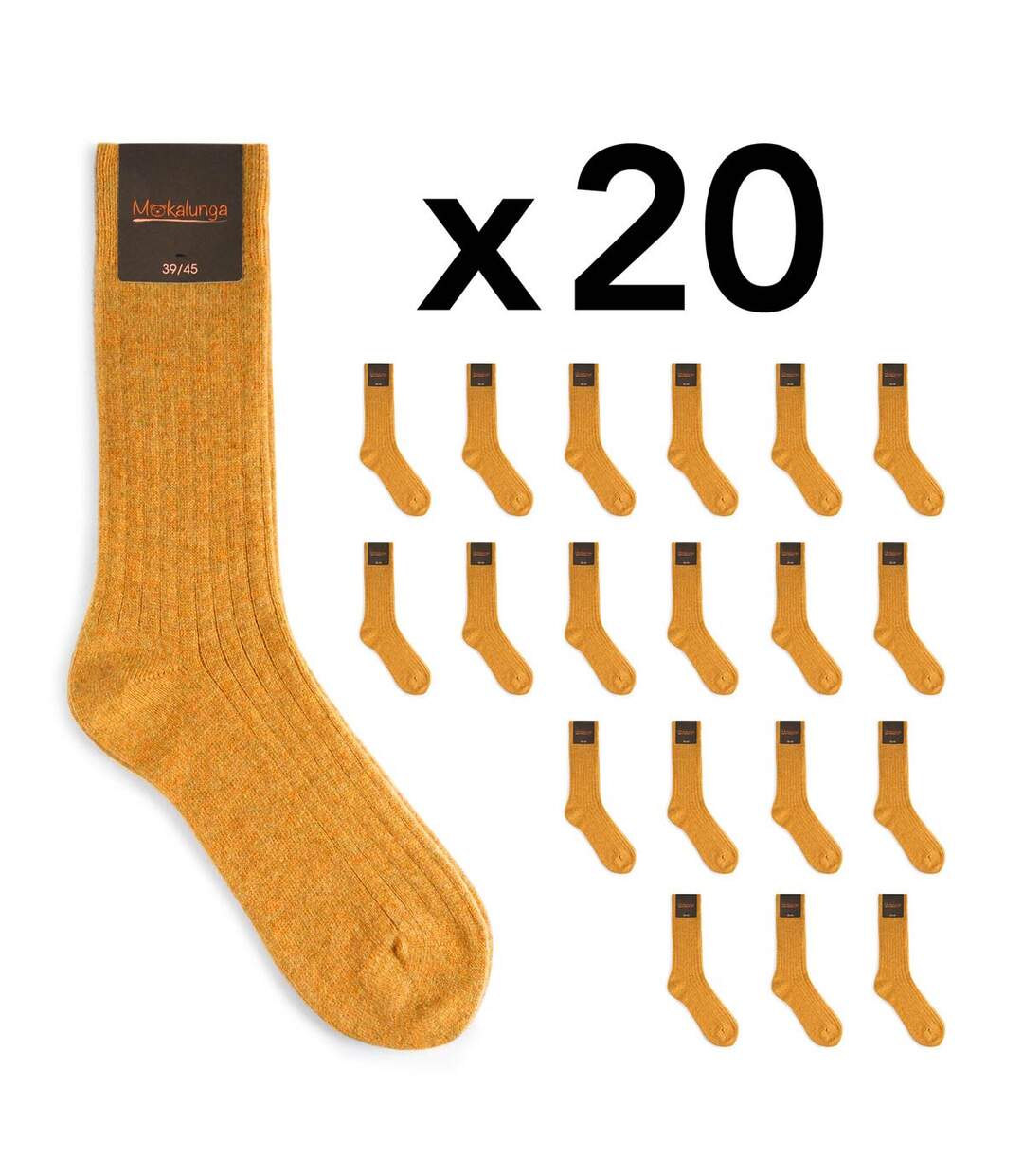 Chaussettes homme Mokalunga  (Lot de 20 paires) - Fabriqué en UE