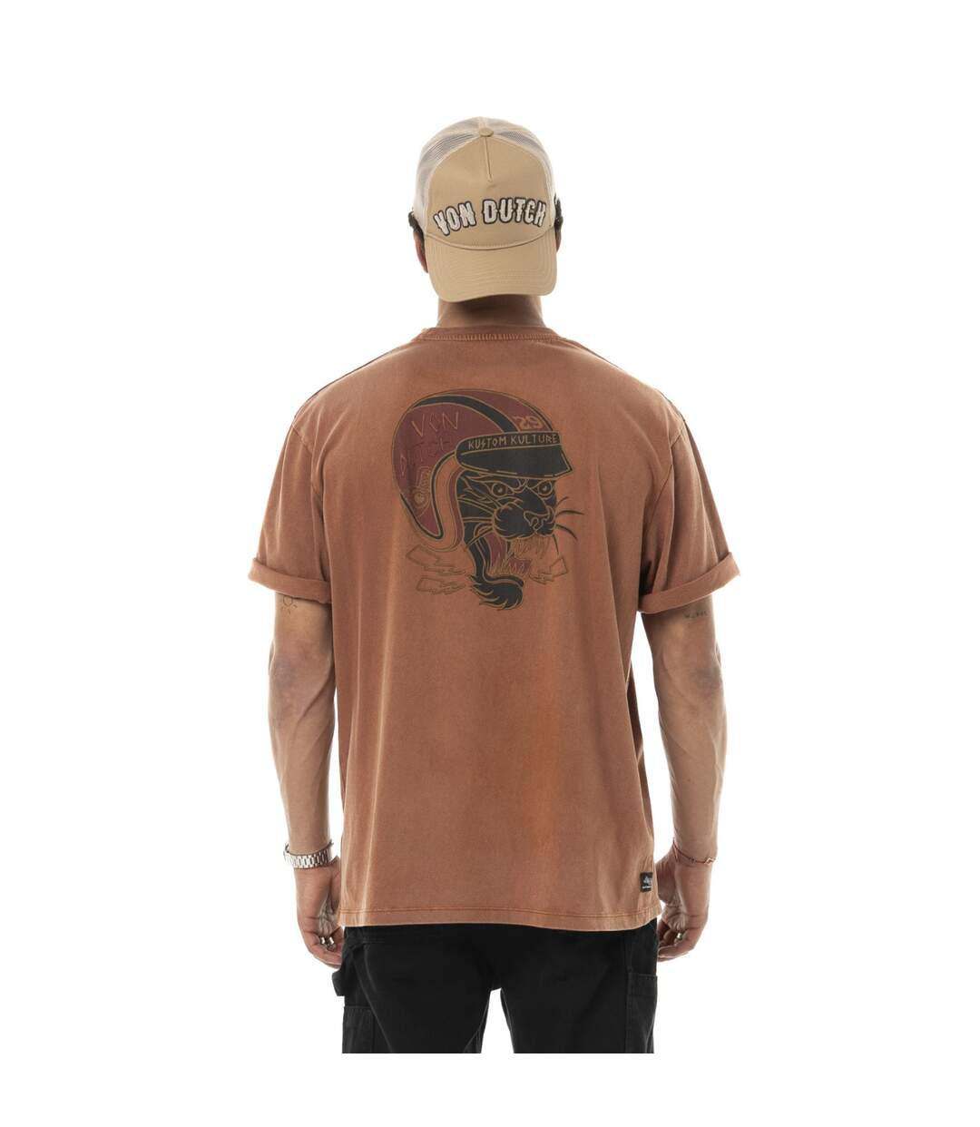 T-shirt homme relax fit en jersey acid wash print devant et dos Flash Vondutch-3