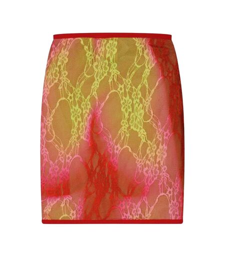 Womens/ladies Floral Pattern Lace Pencil Skirt Red Pink Sinead Gorey