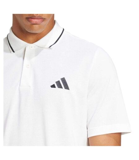 Polo Motif/style 3 Rayures Homme Blanc Noir Adidas