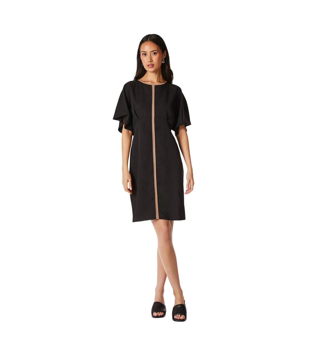 Womens/ladies contrast detail dress camel Principles