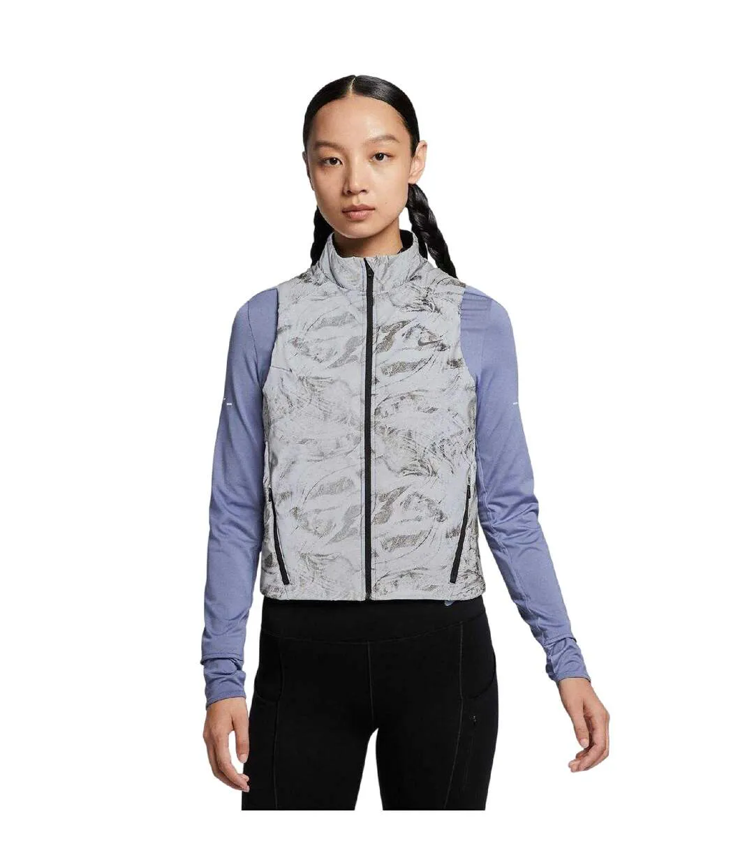Veste Sans Manches Motif/style Abstrait Femme Gris Noir Nike-1