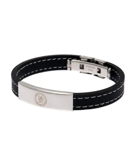 Chelsea FC Stitched Silicone Bracelet (Black) (One Size) - UTTA866