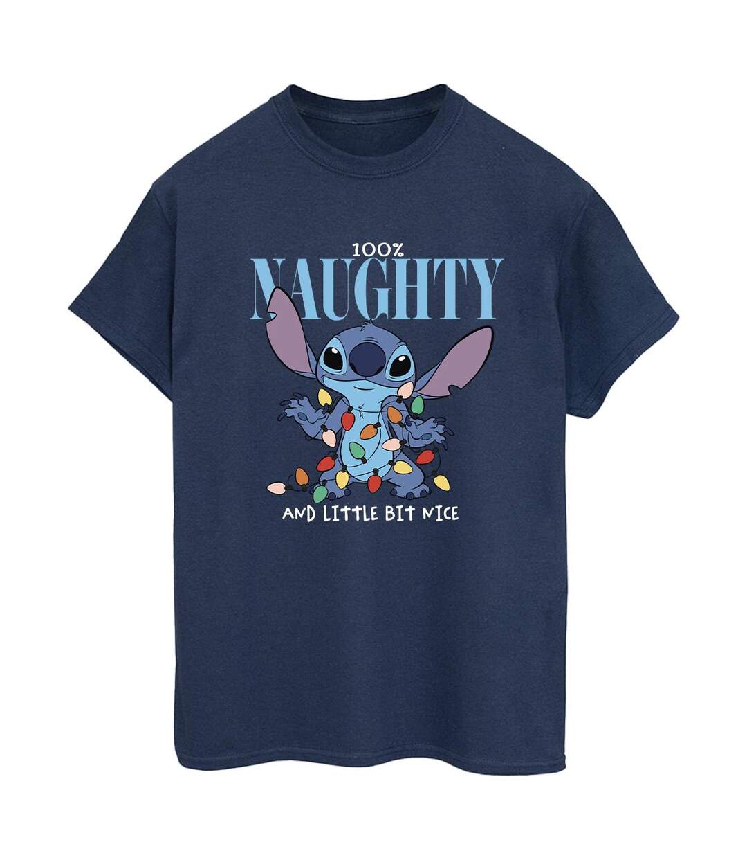 Disney Femmes/Les femmes Lilo & Stitch - T-shirt boyfriend en coton Naughty & Nice (Bleu marine) - UTBI30655-1