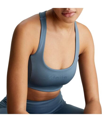 Womens/ladies Medium Impact Sports Bra Blue Calvin Klein