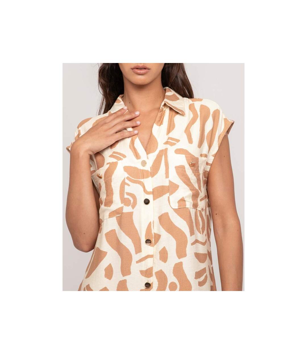 Robe boutonnée longue sans manches ISALINE - Dona X Lisa-3