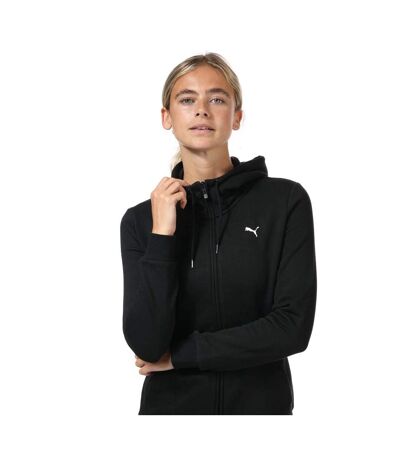 Womens/ladies Essentials Logo Full Zip Hoodie Black Puma