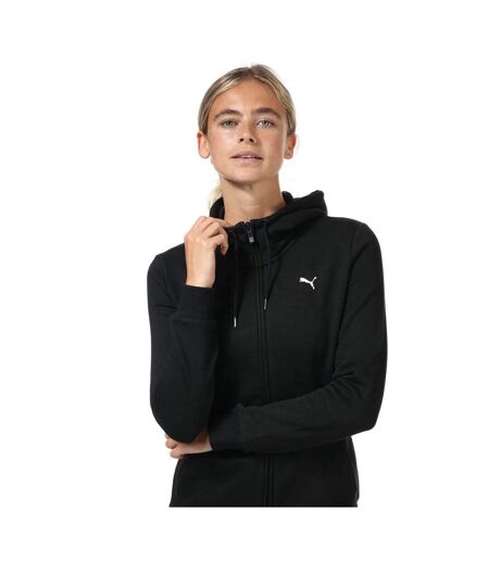Womens/ladies Essentials Logo Full Zip Hoodie Black Puma
