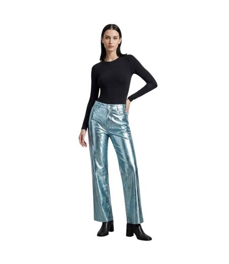 Womens/ladies Lupe Metallic Trousers Blue Metallic AmyLynn