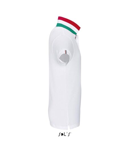 Polo homme couleurs drapeaux - 00576 - blanc et col rouge blanc vert