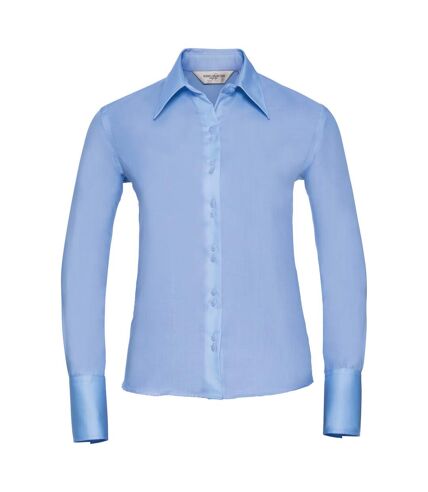 Russell Collection Ladies/Womens Long Sleeve Ultimate Non-Iron Shirt (Bright Sky) - UTBC1034